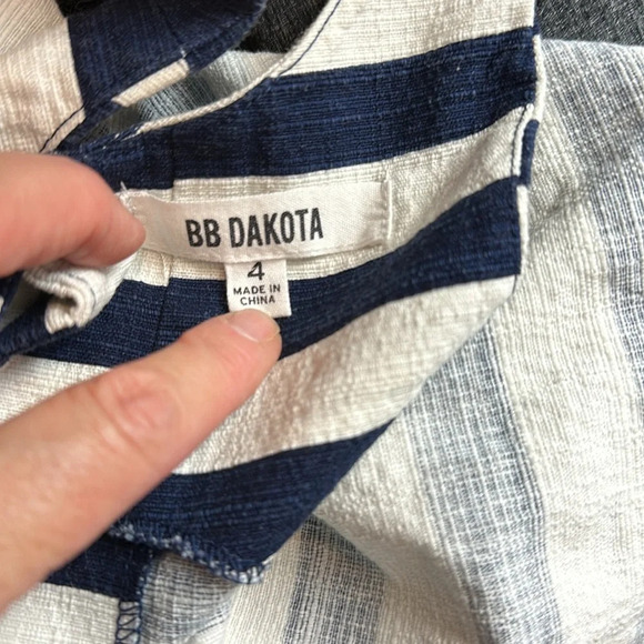 BB Dakota stretch cotton navy white stripe sleeveless fitted mini dress - Picture 12 of 12